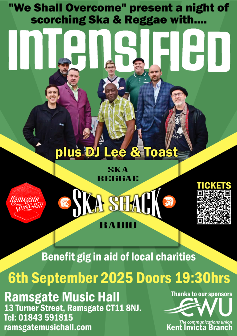 “We Shall Overcome” present a sensational night of Ska and Reggae with Intensified + Ska Shack (DJ Lee & Toast). 